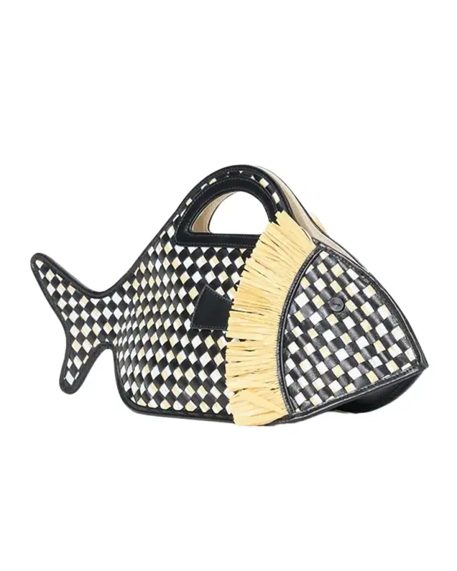 Cleo Fish Basket Leather Top-Handle Bag