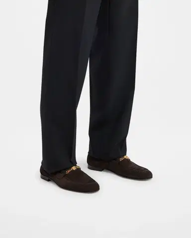 Versace Men's Suede Medusa Chain Bit Loafers | Thumbnail 2