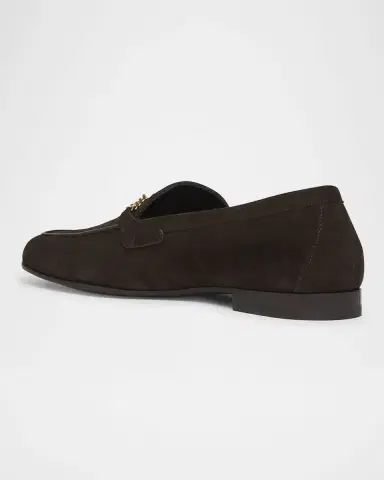 Versace Men's Suede Medusa Chain Bit Loafers | Thumbnail 4