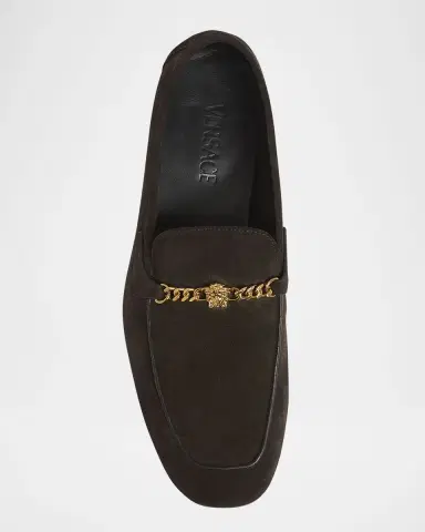 Versace Men's Suede Medusa Chain Bit Loafers | Thumbnail 6