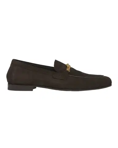 Versace Men's Suede Medusa Chain Bit Loafers | Thumbnail 1