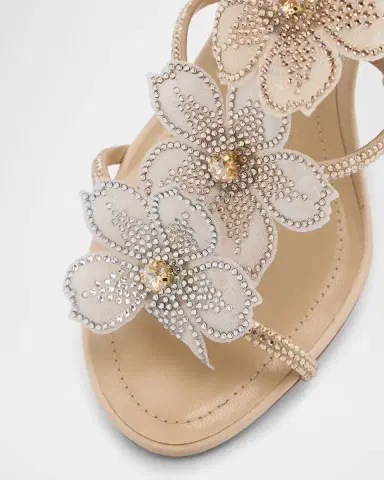 René Caovilla Floraine Crystal Flower Satin Cage Slide Sandals | Thumbnail 6 René Caovilla Floraine Crystal Flower Satin Cage Slide Sandals | Thumbnail 6
