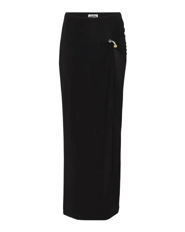 Draped Piercing Maxi Skirt