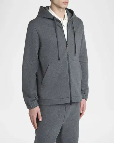 Moncler Men's Fleece Full-Zip Hoodie | Thumbnail 4 Moncler Men's Fleece Full-Zip Hoodie | Thumbnail 4