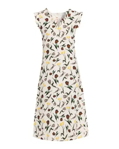 Marni Floral Ruffle V-Neck Midi Dress | Thumbnail 1
