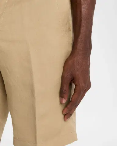 Canali Men 's Linen and Silk Flat-Front Bermuda Shorts | Thumbnail 4 Canali Men 's Linen and Silk Flat-Front Bermuda Shorts | Thumbnail 4