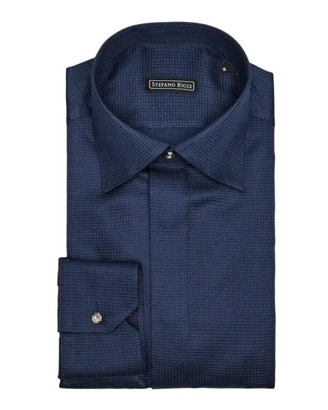 Men 's Textured Silk Dress Shirt