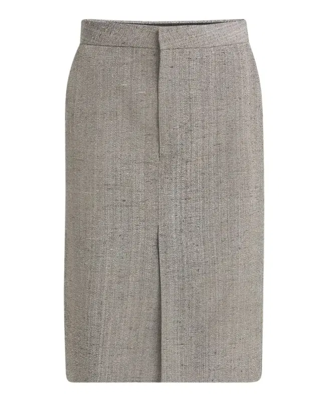 Knotted Melange Straight Skirt