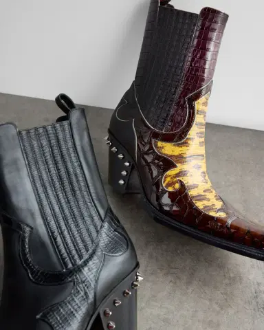 Christian Louboutin Men's Becca Uomo Leather Spike-Heel Western Boots | Thumbnail 2 Christian Louboutin Men's Becca Uomo Leather Spike-Heel Western Boots | Thumbnail 2