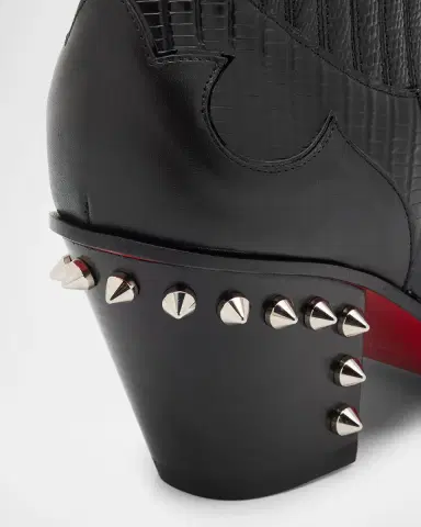 Christian Louboutin Men's Becca Uomo Leather Spike-Heel Western Boots | Thumbnail 3 Christian Louboutin Men's Becca Uomo Leather Spike-Heel Western Boots | Thumbnail 3