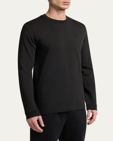 Moncler Men's Cotton Graffiti Logo Long-Sleeve T-Shirt | Thumbnail 4