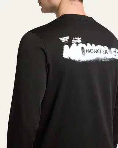 Moncler Men's Cotton Graffiti Logo Long-Sleeve T-Shirt | Thumbnail 5