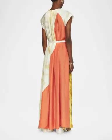 Joseph Tulipa Marble-Print Habotai Silk Maxi Dress | Thumbnail 3 Joseph Tulipa Marble-Print Habotai Silk Maxi Dress | Thumbnail 3