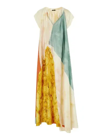 Joseph Tulipa Marble-Print Habotai Silk Maxi Dress | Thumbnail 1 Joseph Tulipa Marble-Print Habotai Silk Maxi Dress | Thumbnail 1
