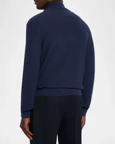 Zegna Men's Cashmere Waffle-Knit Quarter-Zip Sweater | Thumbnail 2