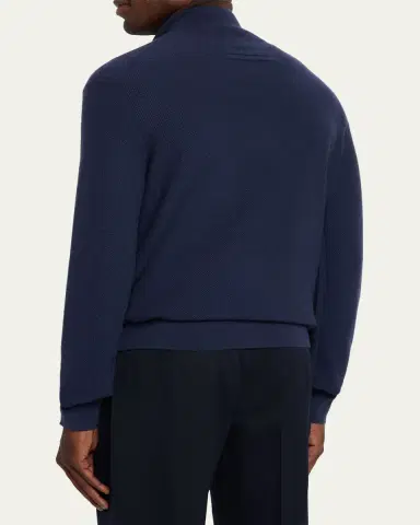 Zegna Men's Cashmere Waffle-Knit Quarter-Zip Sweater | Thumbnail 7