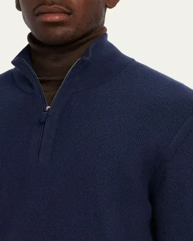 Zegna Men's Cashmere Waffle-Knit Quarter-Zip Sweater | Thumbnail 9