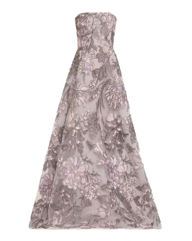 Naeem Khan Strapless Floral Raffia Embroidered Gown | Thumbnail 1