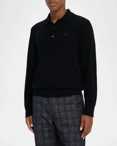 Burberry Men's Embroidered EKD Knit Polo Shirt | Thumbnail 4