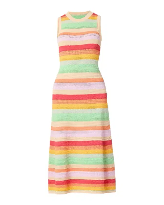Shoshanna Keira Striped Mixed-Knit Midi Dress