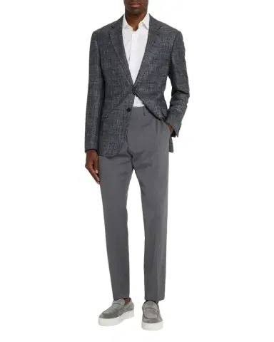 Emporio Armani Men's Wool Tonal Stripe Trousers | Thumbnail 1 Emporio Armani Men's Wool Tonal Stripe Trousers | Thumbnail 1