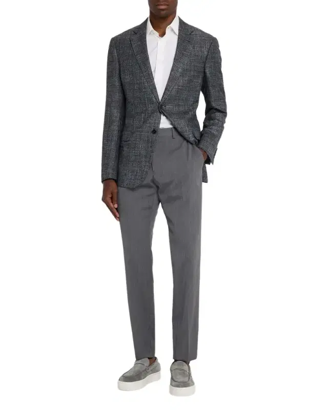 Emporio Armani Men 's Wool Tonal Stripe Trousers