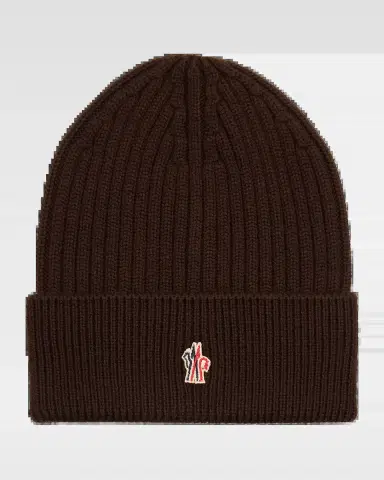 Moncler Grenoble Men's Wool Rib Logo Patch Beanie Hat | Thumbnail 2 Moncler Grenoble Men's Wool Rib Logo Patch Beanie Hat | Thumbnail 2