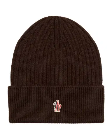 Moncler Grenoble Men's Wool Rib Logo Patch Beanie Hat | Thumbnail 1 Moncler Grenoble Men's Wool Rib Logo Patch Beanie Hat | Thumbnail 1