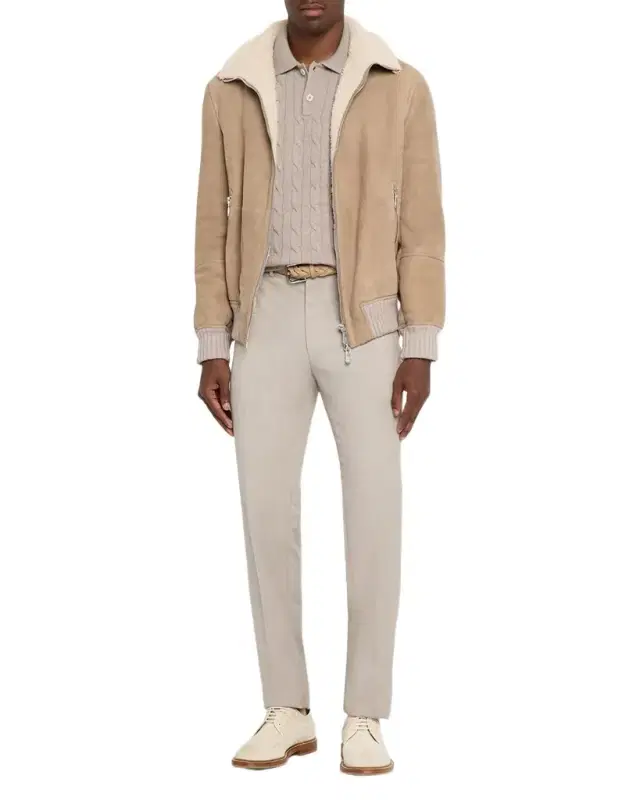 Men 's Shearling-Lined Suede Full-Zip Flight Jacket