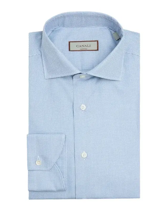 Canali Men 's Micro-Houndstooth Cotton Dress Shirt
