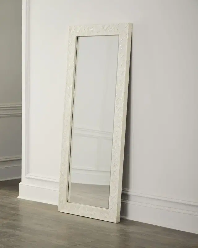 Brittany Chevron Capiz Shell Floor Mirror, 72"