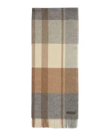 Zegna Men's Oasi Cashmere Madras Check Scarf with Leather Brand Mark | Thumbnail 1