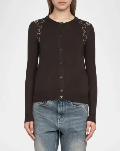 Zadig & Voltaire Missya Western Strass Cashmere Cardigan | Thumbnail 3 Zadig & Voltaire Missya Western Strass Cashmere Cardigan | Thumbnail 3