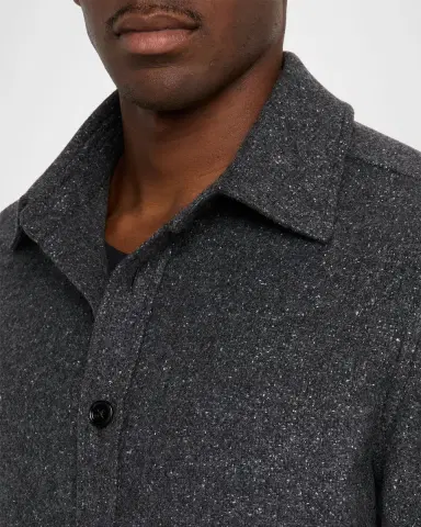 ZEGNA Men 's Cashmere and Silk Donegal Overshirt | Thumbnail 4 ZEGNA Men 's Cashmere and Silk Donegal Overshirt | Thumbnail 4