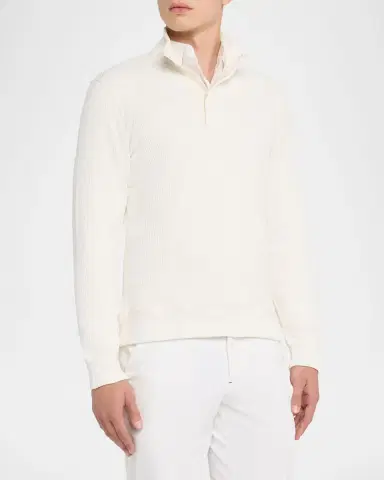 Orlebar Brown Men's Mazari Capri Collar Three-Button Seersucker Sweater | Thumbnail 4 Orlebar Brown Men's Mazari Capri Collar Three-Button Seersucker Sweater | Thumbnail 4
