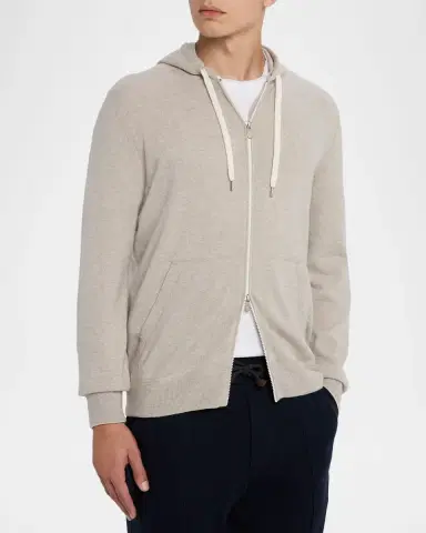 Brunello Cucinelli Men's Cashmere Full-Zip Hoodie | Thumbnail 4 Brunello Cucinelli Men's Cashmere Full-Zip Hoodie | Thumbnail 4