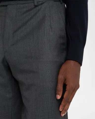 Brioni Men's Wool Textured Straight-Fit Formal Pants | Thumbnail 4