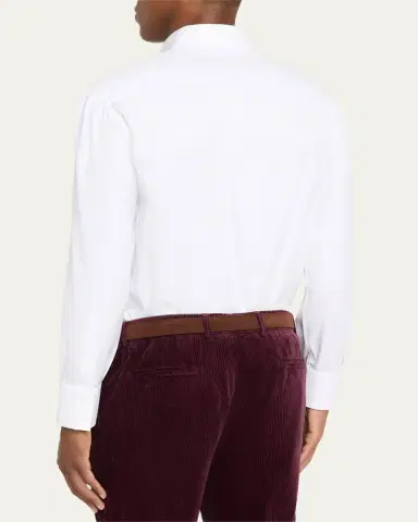 Brunello Cucinelli Men's Piece Dyed Cotton Twill Shirt | Thumbnail 3