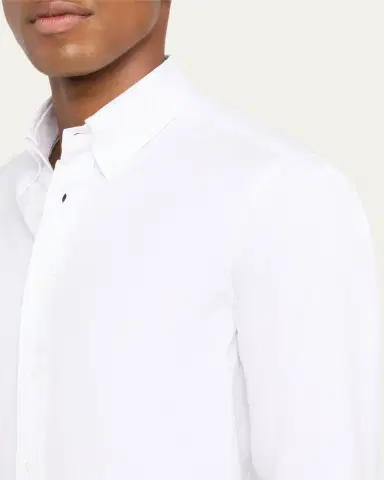 Brunello Cucinelli Men's Piece Dyed Cotton Twill Shirt | Thumbnail 5