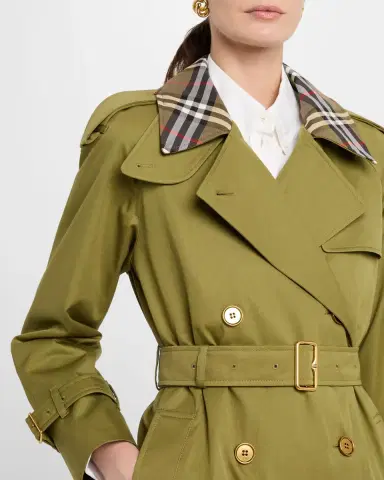 Burberry Castleford Check-Collar Belted Double-Breasted Trench Coat | Thumbnail 5 Burberry Castleford Check-Collar Belted Double-Breasted Trench Coat | Thumbnail 5