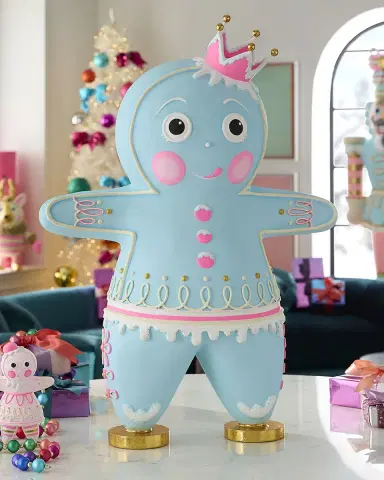 Glitterville The Gingers Dough Figurine Christmas Decoration, Light Blue | Thumbnail 1
