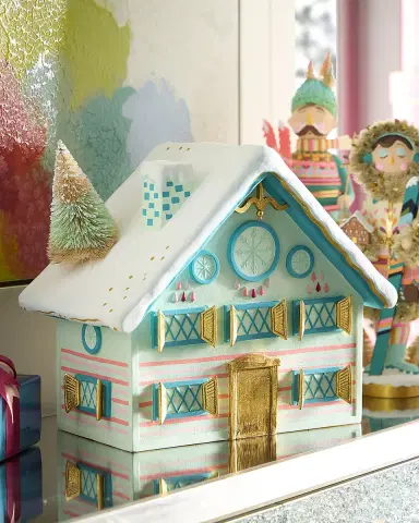 Glitterville 16" Rainbow Chalet Christmas Decoration | Thumbnail 1
