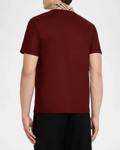 Burberry Men's Cotton Check-Collar Polo Shirt | Thumbnail 3 Burberry Men's Cotton Check-Collar Polo Shirt | Thumbnail 3