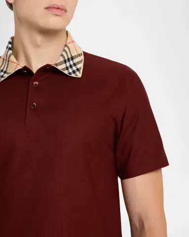 Burberry Men's Cotton Check-Collar Polo Shirt | Thumbnail 5 Burberry Men's Cotton Check-Collar Polo Shirt | Thumbnail 5
