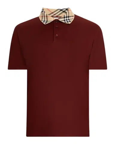 Burberry Men's Cotton Check-Collar Polo Shirt | Thumbnail 1 Burberry Men's Cotton Check-Collar Polo Shirt | Thumbnail 1