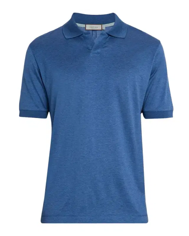 Men 's Cotton Johnny Collar Polo Shirt