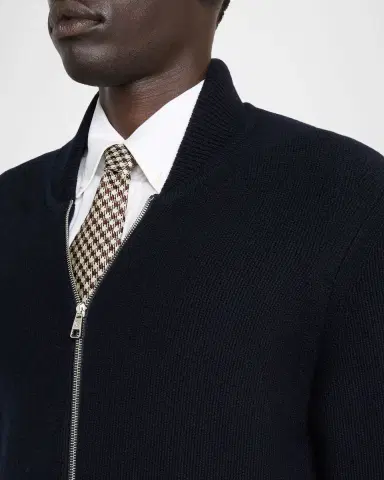 dunhill Men's Cotton and Cashmere Knit Full-Zip Bomber Sweater | Thumbnail 5 dunhill Men's Cotton and Cashmere Knit Full-Zip Bomber Sweater | Thumbnail 5