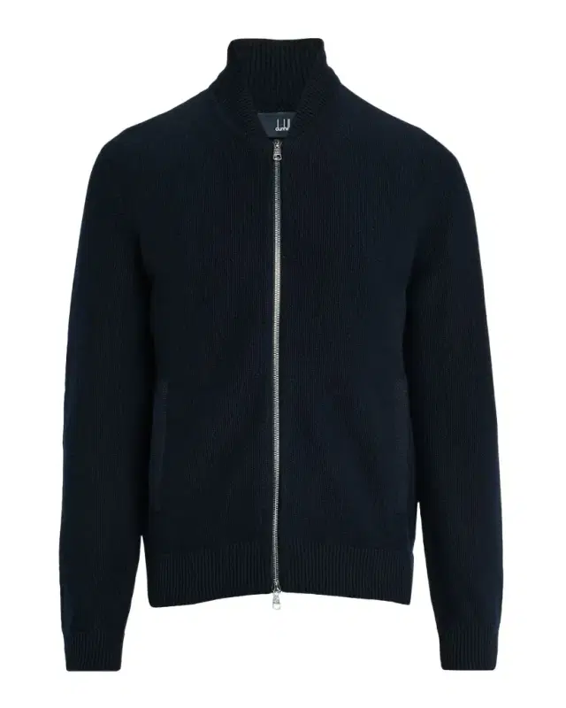 Men 's Cotton and Cashmere Knit Full-Zip Bomber Sweater