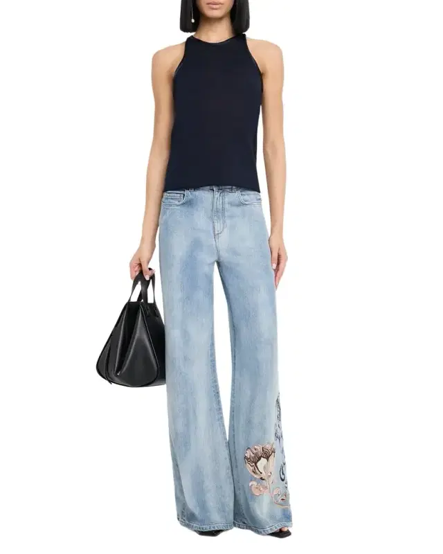 Refined Essentials I Satin-Trim Rib Knit Top