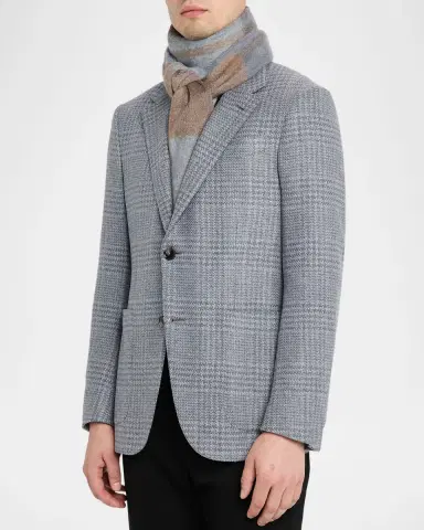 Zegna Men's Oasi Cashmere Scarf with Leather Brand Mark | Thumbnail 3 Zegna Men's Oasi Cashmere Scarf with Leather Brand Mark | Thumbnail 3